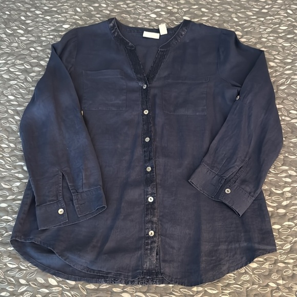 CHICO’S linen blouse, size 1 (small) - Picture 3 of 10